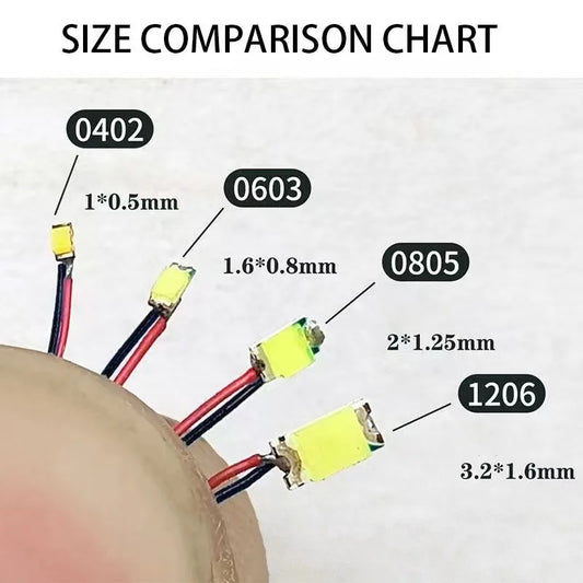 10Pcs 0402 0603 0805 1206 SMD LED Lamp DIY Railway Model Kits Toy Light 3V 30cm Emitting Diode Wram White Red Green Blue Yellow