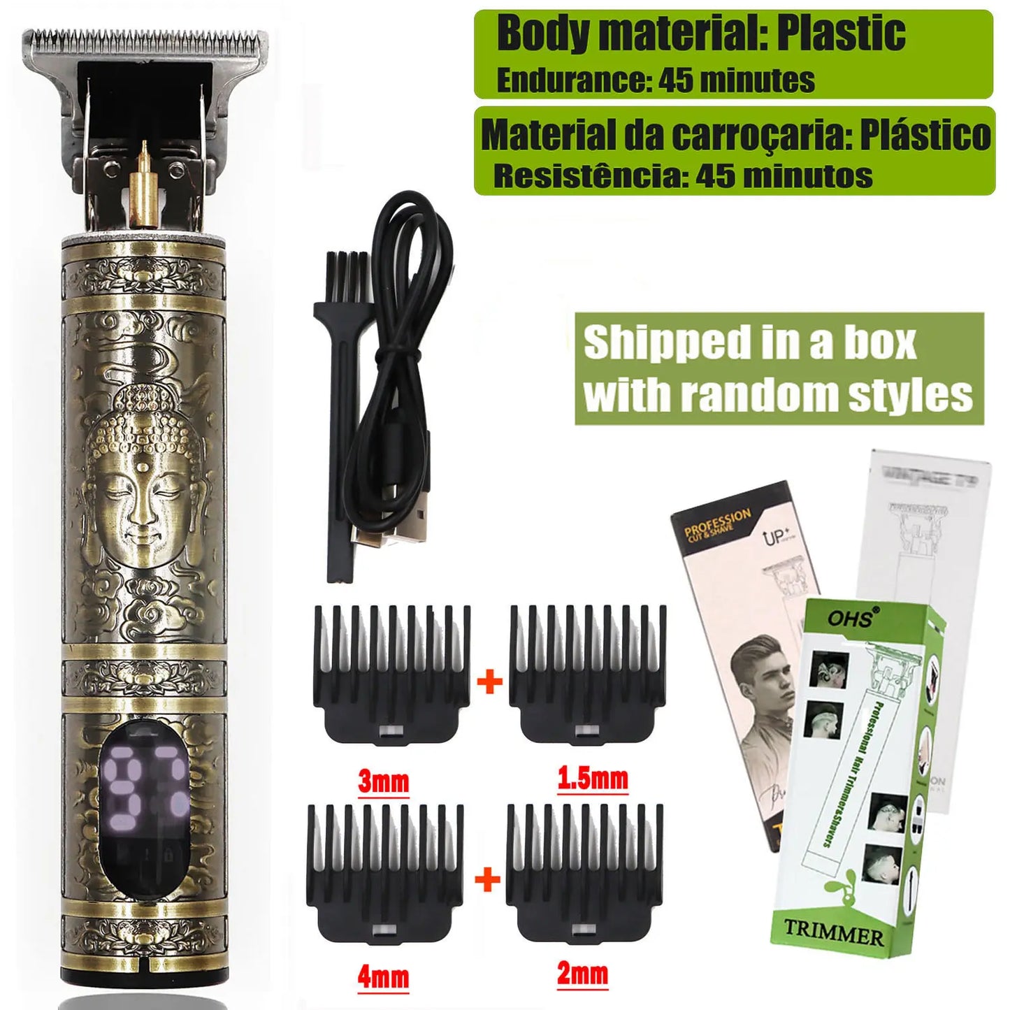 2025 T9 HairClipper Beard Shaving Body Hair Trimmer Clippers Electric Machine Men Haircut Machine 0mm Barber ShaverDragon Carved