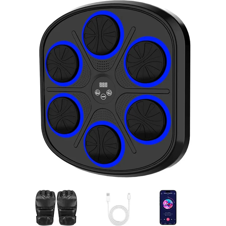 Wallmounted electronic LED music boxing training equipment for adults with Bluetooth connectivity featuring 9 modes and 9 speed