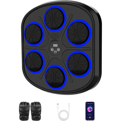 Wallmounted electronic LED music boxing training equipment for adults with Bluetooth connectivity featuring 9 modes and 9 speed