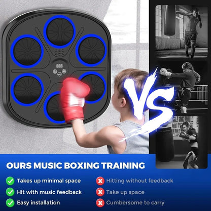 Wallmounted electronic LED music boxing training equipment for adults with Bluetooth connectivity featuring 9 modes and 9 speed