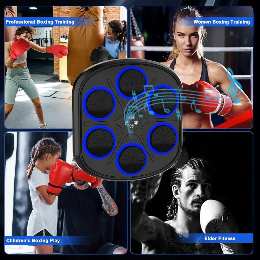 Wallmounted electronic LED music boxing training equipment for adults with Bluetooth connectivity featuring 9 modes and 9 speed