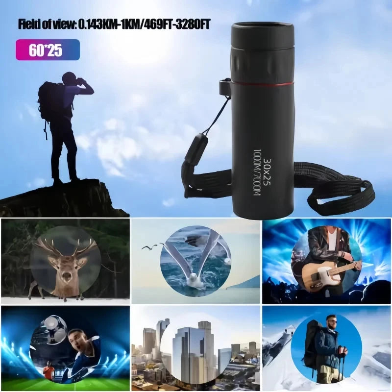 2000x25 HD Monocular Telescope: Mini Portable, with Mobile Phone Holder, for Outdoor Camping, Hunting & Birdwatching