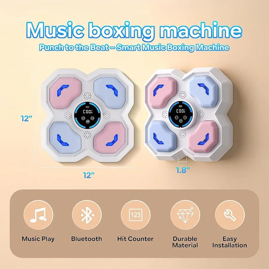 Wallmounted smart punching target toy with Bluetooth connectivity and LED lights for kids' musicbased workout game interactive
