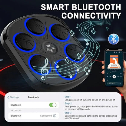 Wallmounted electronic LED music boxing training equipment for adults with Bluetooth connectivity featuring 9 modes and 9 speed