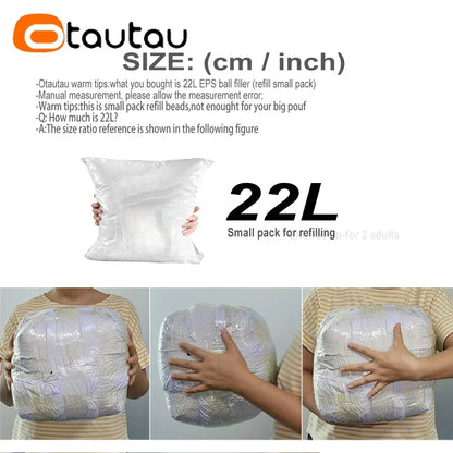 OTAUTAU 22L 3-5mm EPS Ball Pouf Refill Filler Foam Polystyrene Bean Bag Sofa Chair Pillow Doll Filling Artificial Snow TL003